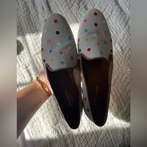 Jon Josef Gatsby Flats Loafers Shoes Womens Size 9 White Polka Dot Slip On